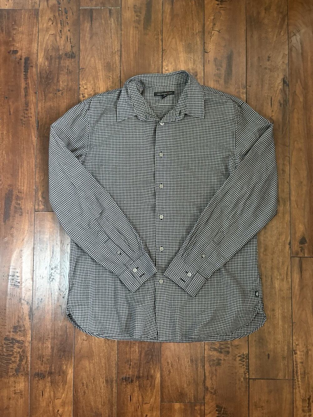 John Varvatos USA Button Up Dress Shirt Mens L Gray Luxury Designer 100% Cotton